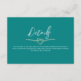 Cartão De Informações Detalhes de Casamento Azul Minimalista