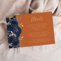 Detalhes de Casamento Azul Naval Floral Dourado La