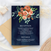 Detalhes de Casamento Azul-Navy Floral Terracota R