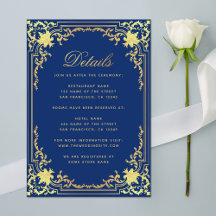 Detalhes de Casamento Azul Royal Elegante com Folh