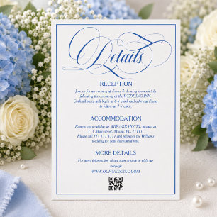 Cartão De Informações Detalhes de Casamento Azul Simples Luxuoso