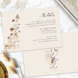 Cartão De Informações Detalhes de Casamento Boho