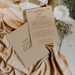 Cartão De Informações Detalhes de Casamento Boho Bege Terracota Floral C