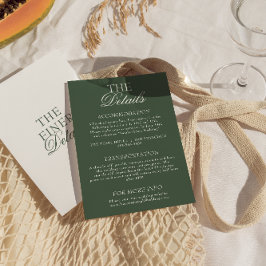 Cartão De Informações Detalhes de Casamento Boho Chic Verde Esmeralda Mo