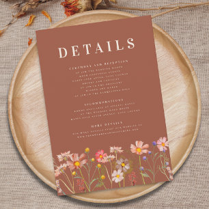 Cartão De Informações Detalhes de Casamento Boho de Outono em Terracota