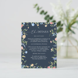Cartão De Informações Detalhes de Casamento Boho Delicado Flor Silvestre