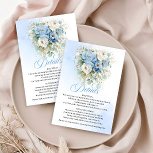 Cartão De Informações Detalhes de Casamento Boho Dusty Blue Peonies Bran