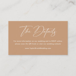 Cartão De Informações Detalhes de casamento Boho Earth Tone Código Qr