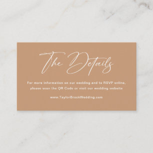 Cartão De Informações Detalhes de casamento Boho Earth Tone Código Qr