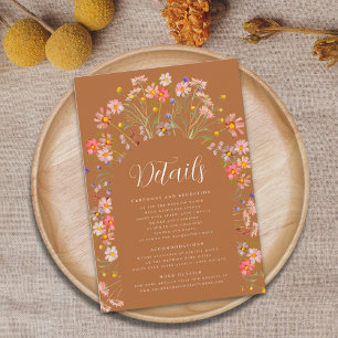 Cartão De Informações Detalhes de Casamento Boho Outono Floral Terracota