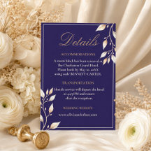 Detalhes de Casamento Botânico Elegante Azul Naval