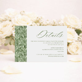 Cartão De Informações Detalhes de Casamento Botânico em Elegante Verde S