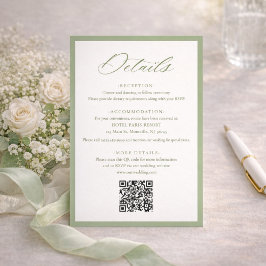 Cartão De Informações Detalhes de Casamento Botânico em Verde Sálvia Ele