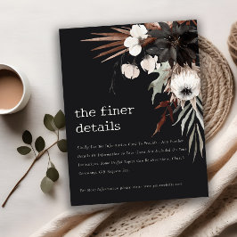 Cartão De Informações Detalhes de casamento botânico preto de ferrugem g