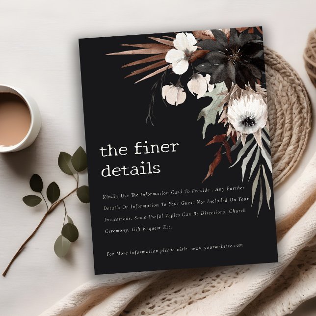 Cartão De Informações Detalhes de casamento botânico preto de ferrugem g (Criador carregado)
