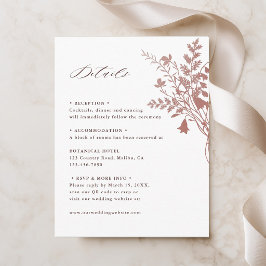Cartão De Informações Detalhes de Casamento Botânico Rosa Poético