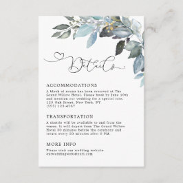 Cartão De Informações Detalhes de Casamento Botânico Verde Elegante Rúst