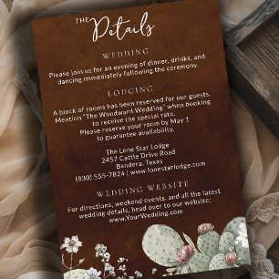 Cartão De Informações Detalhes de Casamento Botânico Vintage do Cowboy W