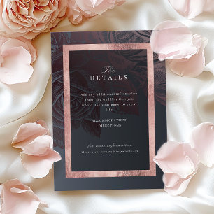 Cartão De Informações Detalhes de casamento botânico vintage em rosa lux
