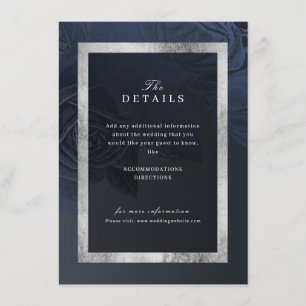 Cartão De Informações Detalhes de casamento botânico vintage rosa luxuos