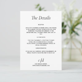 Cartão De Informações Detalhes de casamento branco moderno minimalista