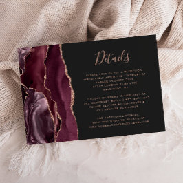 Cartão De Informações Detalhes de Casamento Burgundy Rose Gold Ágata Esc