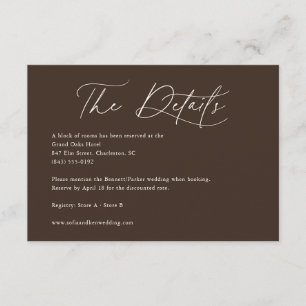 Cartão De Informações Detalhes de Casamento Caligrafia Boho Marfim