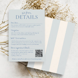 Cartão De Informações Detalhes de Casamento Chic Dusty Blue Listras Old 
