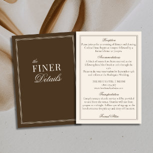 Cartão De Informações Detalhes de Casamento Clássico Brown e Marfim Old