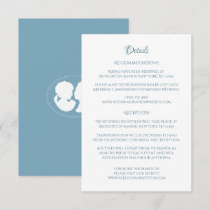 Cartão De Informações Detalhes de Casamento Clássico Cameo Regency Azul