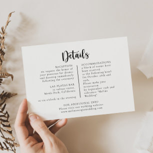 Cartão De Informações Detalhes de Casamento Clássico com Caligrafia Eleg