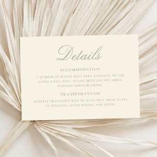 Cartão De Informações Detalhes de Casamento Clássico Marfim Elegante