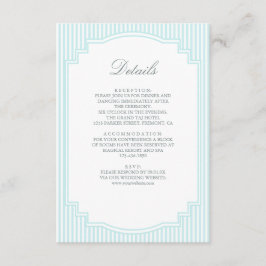 Cartão De Informações Detalhes de Casamento Clássicos em Azul Pastel Lis