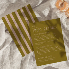 Cartão De Informações Detalhes de Casamento Classy Taupe Gold Old Money