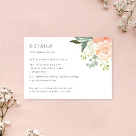 Cartão De Informações Detalhes de Casamento com Aquarela de Flor de Pêss