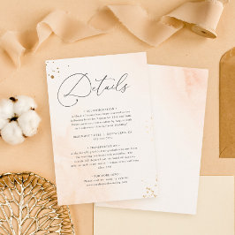 Cartão De Informações Detalhes de Casamento com Aquarela Rosa Romântica