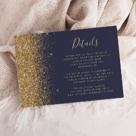 Cartão De Informações Detalhes de Casamento com Borda de Brilho Dourado