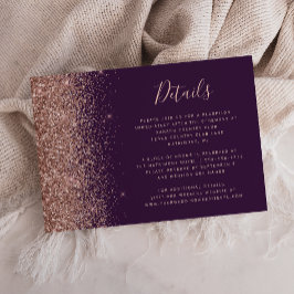 Cartão De Informações Detalhes de Casamento com Brilho em Dourado Rosa R