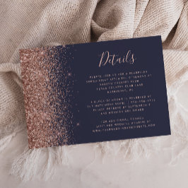Cartão De Informações Detalhes de Casamento com Brilho em Rosa Dourado e