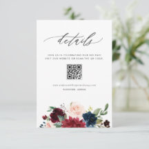 Detalhes de Casamento com Código QR de Flores Burg
