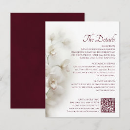 Cartão De Informações Detalhes de Casamento com Código QR de Orquídeas B