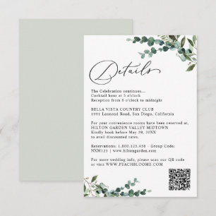 Cartão De Informações Detalhes de Casamento com Código QR de Vegetação B