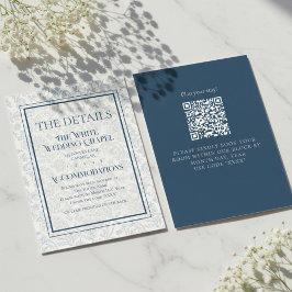 Cartão De Informações Detalhes de Casamento com Código QR Floral Elegant