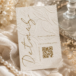 Cartão De Informações Detalhes de casamento com código QR Ivory Simple