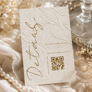 Cartão De Informações Detalhes de casamento com código QR Ivory Simple