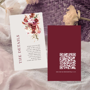 Cartão De Informações Detalhes de Casamento com Código QR Mini Moderno B