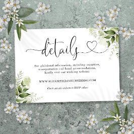 Cartão De Informações Detalhes de Casamento com Coração Floral de Verdur