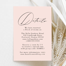 Cartão De Informações Detalhes de Casamento com Elegância Moderna Blush
