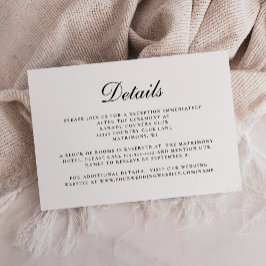 Cartão De Informações Detalhes de Casamento com Estilo em Preto e Branco