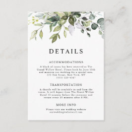 Cartão De Informações Detalhes de Casamento com Eucalipto em Aquarela Mo